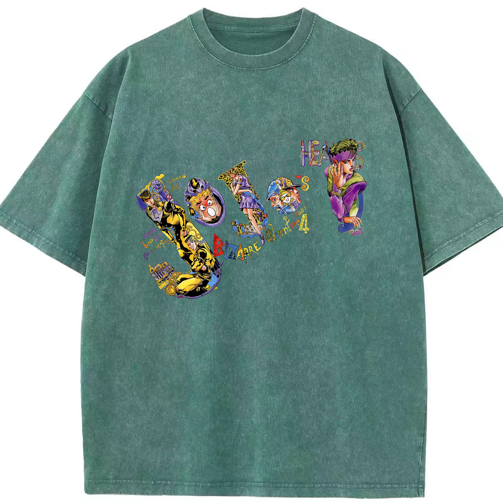 （画像用） ジョジョの奇妙な冒険 JoJo's Bizarre Adventure 綿100% ヴィンテージ風 半袖Tシャツ（フロントプリント）